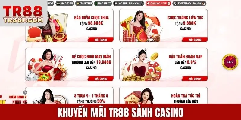 Khuyến mãi TR88 sảnh casino