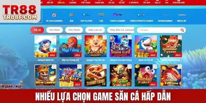 Nhiều lựa chọn game săn cá hấp dẫn